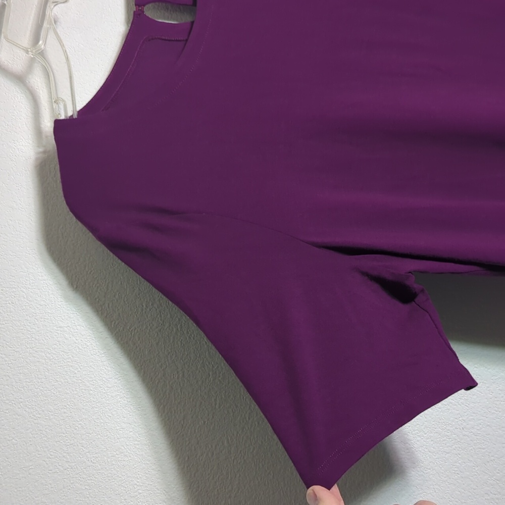 Eileen Fisher Womens Dress Viscose Short Sleeve Keyhole Quiet Luxury Purple XL - Picture 5 of 8